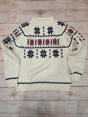 ✨ VTG 90s JCPenney Nordic Mock Neck Sweater L ✨